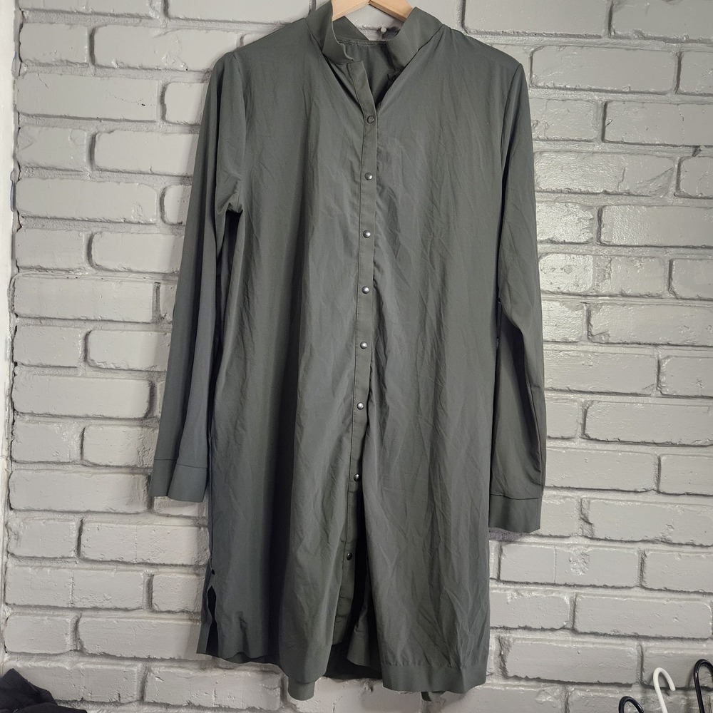 Aday Shirt Dress Large Something Borrowed Green Mandarin Collar Portugal